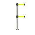 Montour Line Stanchion Dual Belt Barrier Fixed Base Sat.Steel Post 11ft.Fl.Yel Belt MX630DF-SS-FYW-110